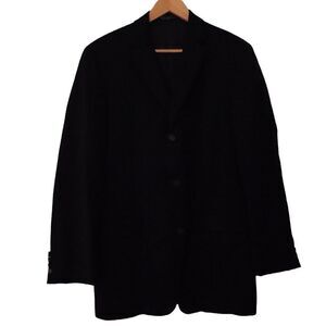 Hugo Boss Blazer Mens 40L Black Regular Wool Blended Three Button Jacket USA